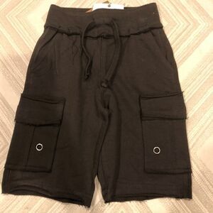 Mish Boys Brown Sweat Ripped Hem Cargo Shorts